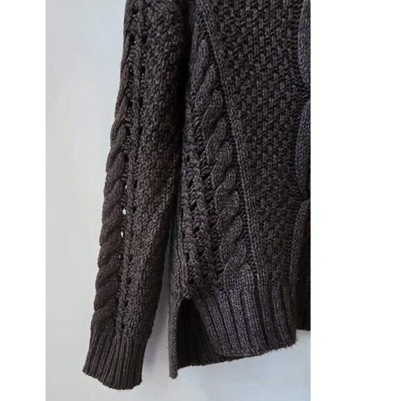 Vince Chocolate Brown Cable Knit Wool and Yak Winter Wool Sweater Small S - Picture 3 of 6